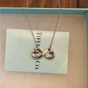Tiffany & Co Sterling Silver Paloma Picasso Double Loving Heart Pendant Necklace